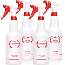 Plastic Spray Bottle 4 Pack, 32 Oz, All-Purpose Heavy Duty Spraying Bottles...