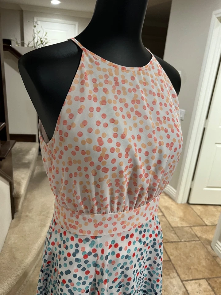 Women's Dot-Print Halter Fit & Flare Dress - Image 2 of 4