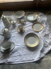 Richard Ginori vintage Servizio Da 12 Porcellana bianchi  Fiori Bordo oro