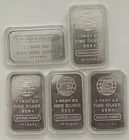 Collection of 5 Vintage Engelhard 1 T-oz 999 Silver Bars with Capsules