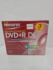MEMOREX DVD R DL 8.5 GB 240 Min 2.4x Double Layer 3 Pack NEW SEALED Discs