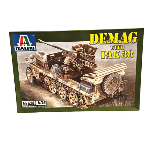 1/35 ITALERI DEMAG W/ PAK 38 #6383 DISCOLORED DECAL, PARTS COMPLETE MODEL