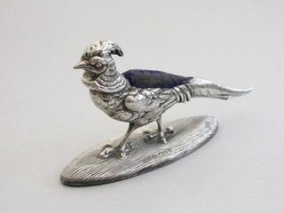 Edwardian Novelty Silver Golden Pheasant Pin Cushion By Sampson Mordan & Co 1905