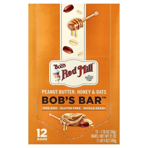 Bob's Bar™, Peanut Butter, Honey & Oats, 12 Bars, 1.76 oz (50 g) Each