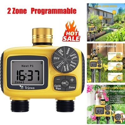 2-Zone Programmable Sprinkler Timer Outdoor with Brass Swivel for Garden Hose
