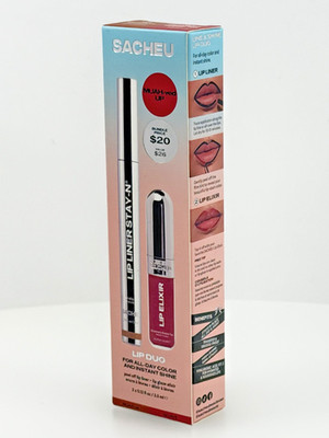Sacheu Peel Off Lip Liner Stay-N MUAH-ved Up + Strawberry Bubble Tea Lip Duo New