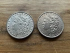 US Morgan Silver Dollars 2 coins circulated details Pre 1904 Lot F14