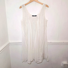 Very Womens Dress White Size UK 16 Crochet Sheer Boho Coastal Beach Fairycore