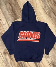 Vtg Logo 7 NY Giants NFL Hoodie Sweatshirt Men's Large Blue Pullover Retro 90s