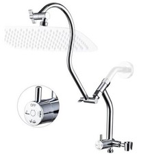 All Metal Shower Diverter with Low Handheld Holder and 13 Inch Curved Chrome