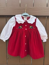 Vintage Oshkosh Collection Red Dress Scottie Dog Embroidery Baby Girls 18 Months