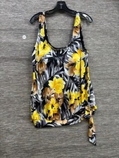 Swimsuits For All Tankini Swimsuit Top Womens Size 22 Yellow Floral Plus Lined