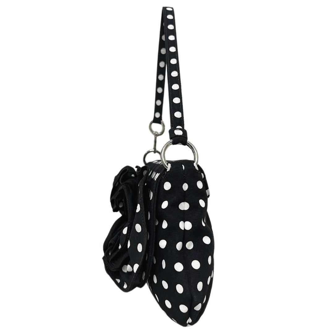 Borsa a mano donna Yves Saint Laurent YSL tracolla tela pois nera