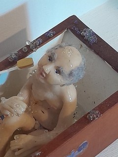 Dolls House 1/12 Scale Miniature Artisan Man having a bubble bath. Bath unit inc