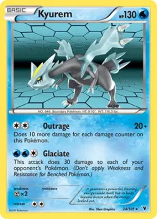 Kyurem - 34/101 - Pokemon Noble Victories Black & White Holo Rare Card NM