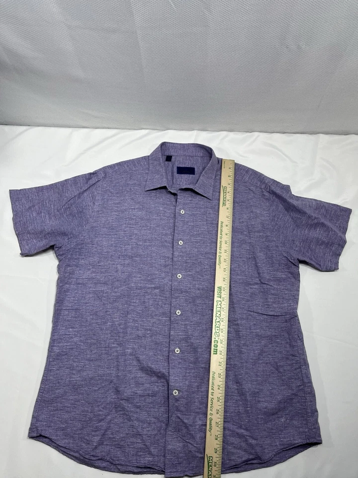 David Donahue Shirt Mens XL Heather Purple Linen Cotton Blend Casual Lightweight - Image 4 of 4