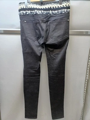 Pantalones elásticos de punto en la cintura Chanel negros botones de marca de... - Imagen 1 de 4
