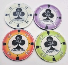 The Club Casino Card Room Everett Washington 4 Chip Bundle 