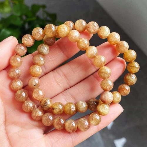 8mm 2pcs Natural Purple Kunzite Crystal Round Cat's Eye Beads Bracelet