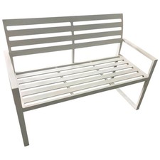 Gartenbank 2-Sitzer Metall Alu Weiß Sitzbank Parkbank Bank Gartenmöbel Terrasse