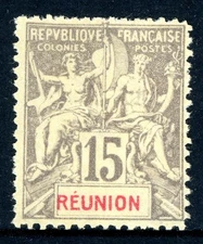 Reunion 1900 French 15¢ Gray Scott #42 Mint P398