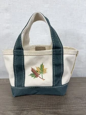 Vintage LL BEAN Mini Micro Canvas Tote 6” Made USA RARE Embroidered Handbag