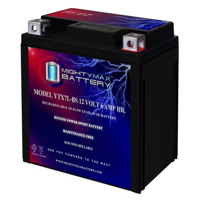 Mighty Max YTX7L-BS 12V 6Ah Battery Compatible with Power Source FTX7L-BS
