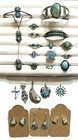Vintage Native American  Sterling Silver Turquoise Jewelry Estate Lot (22 Pcs)