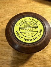 Crabtree Evelyn West Indian Lime Shave Soap In A Wooden Bowl 3.5 Oz No Box