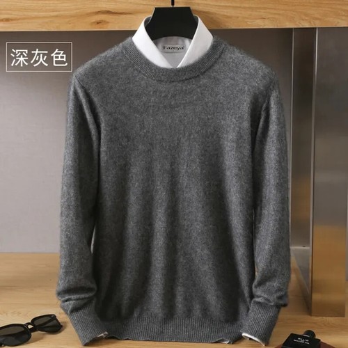Herren 100% reiner Nerz Kaschmir Pullover O-Ausschnitt Pulli Strickpullover Herbst - Bild 16 von 27