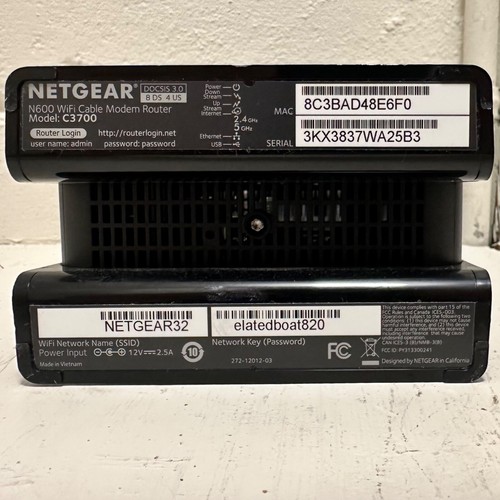 NETGEAR N600 Kabel WiFi Modem Router Model: C3700 - Zdjęcie 4 z 4