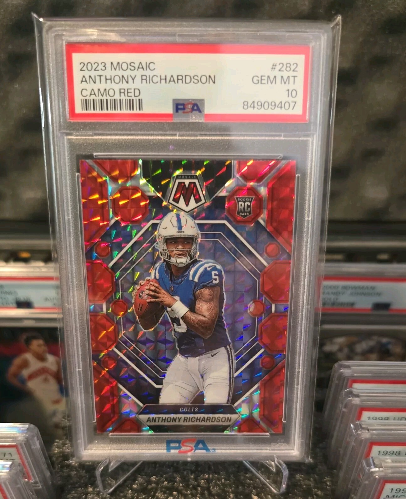 2023 Panini Mosaic Football Camo Red Mosaic #282 Anthony Richardson Rookie RC