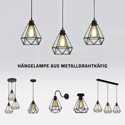 Vintage Deckenlampe pendelleuchte Industrie Metallkäfig LED Hängende Retro Lampe - Bild 1 von 4