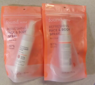 2 Found Active Refreshing Multitasking Face & Body Sprays with Rose.