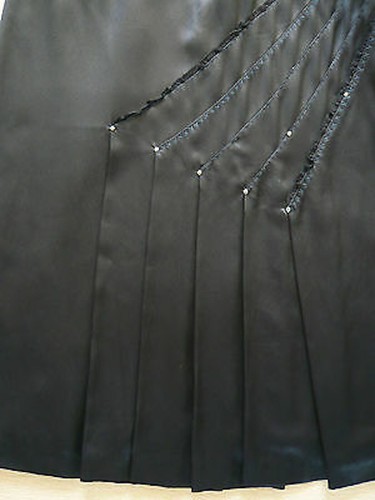 Whistles 100% Silk Black Skirt With Pleats and Studs- Knee Length- Size 10-Lined - Picture 9 of 11