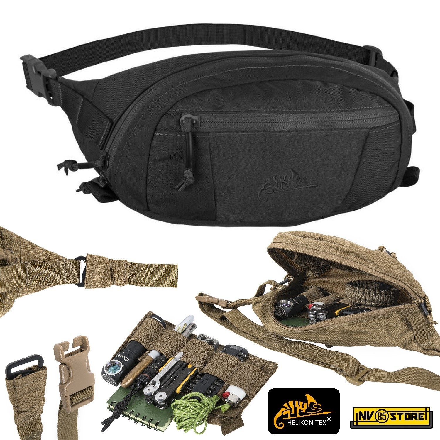 Marsupio HELIKON-TEX Bandicoot CORDURA Tattico Militare Softair Uomo NERO