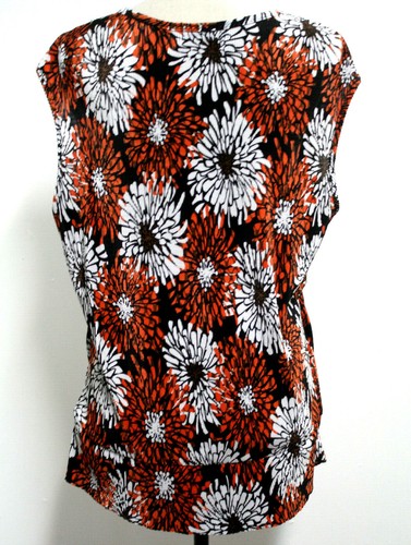 JTB Womens 18 Blouse Black Orange Sleeveless Gathered Buckle Front Mock 2 Piece - Picture 4 of 5
