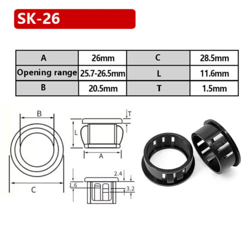 Dia 8 - 60mm Snap in Cable Hose Cover Bushing Grommet Wire Tidy Protector Black - Picture 25 of 34