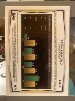 2014 Bowman Draft Picks & Prospects Chrome #BCA-ZL Zech Lemond