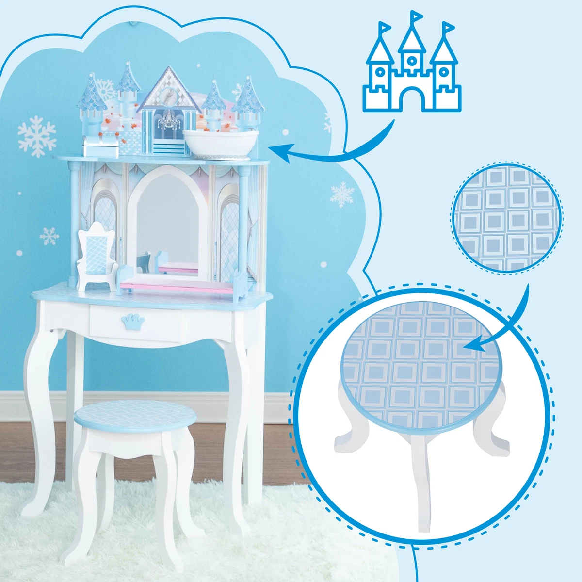 Kids toy top vanity set