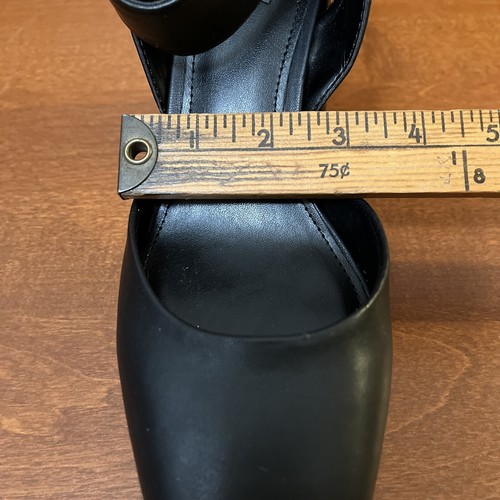 DKNY Briella 8.5M Matte Black Chunky Block Platform Open Heel Strap Buckle Pumps - Picture 6 of 12