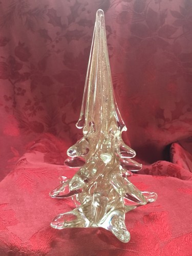 FLAWLESS Exquisite MURANO Italy Art Glass CHRISTMAS TREE Gold Copper In Clear B