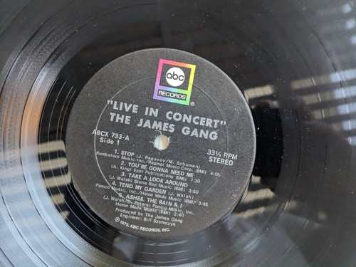 James Gang “Live In Concert” (1971) ABC Records ABCX-733 Joe Walsh - Picture 7 of 9