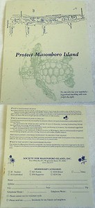 1990s PROTECT MASONBORO ISLAND, NC donation card ~ Loggerhead Sea Turtle