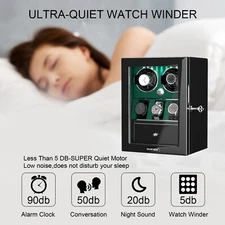 Patent Design Automatic Rotation 2 Watch Winder With 3 Watch Display Storage Box
