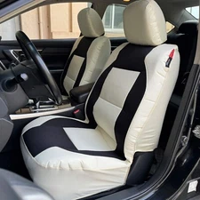 Beige & Black Waterproof Canvas Front Car Seat Covers For Subaru Tribeca