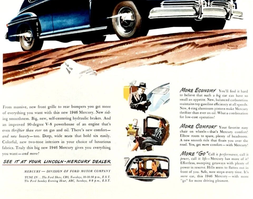 Vintage Mercury Eight car ad original 1946 auto advertisement. - Image 3 of 3