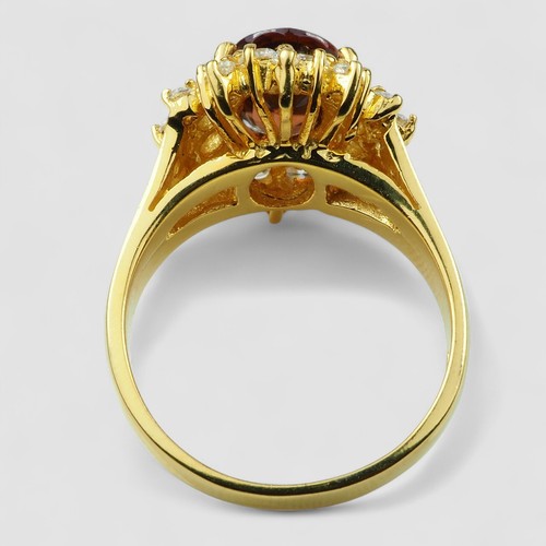 24K Gold Plated Rings Precious Red Zircon 2.72Ct 925 Sterling Silver Size 6.75 - Picture 4 of 8