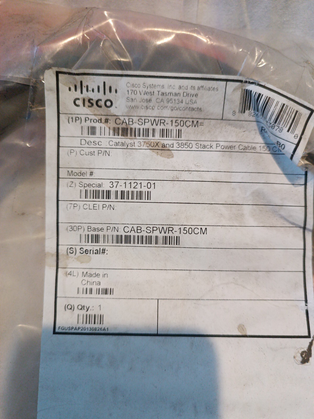 Cisco CAB-SPWR-150CM Cisco 37-1121-01 Stack Power Cable | eBay