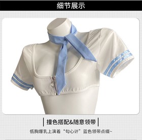 Sexy Lingerie Cosplay Sailor Uniform Zipper Mini Skirt Stewardess Student Dress